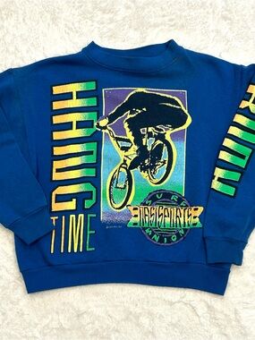 Vintage Hang Time BMX Sweatshirt Blue Youth Medium 80s / 90s Made In USA Surf